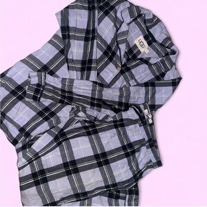 UGG- lavender plaid button down pajama set